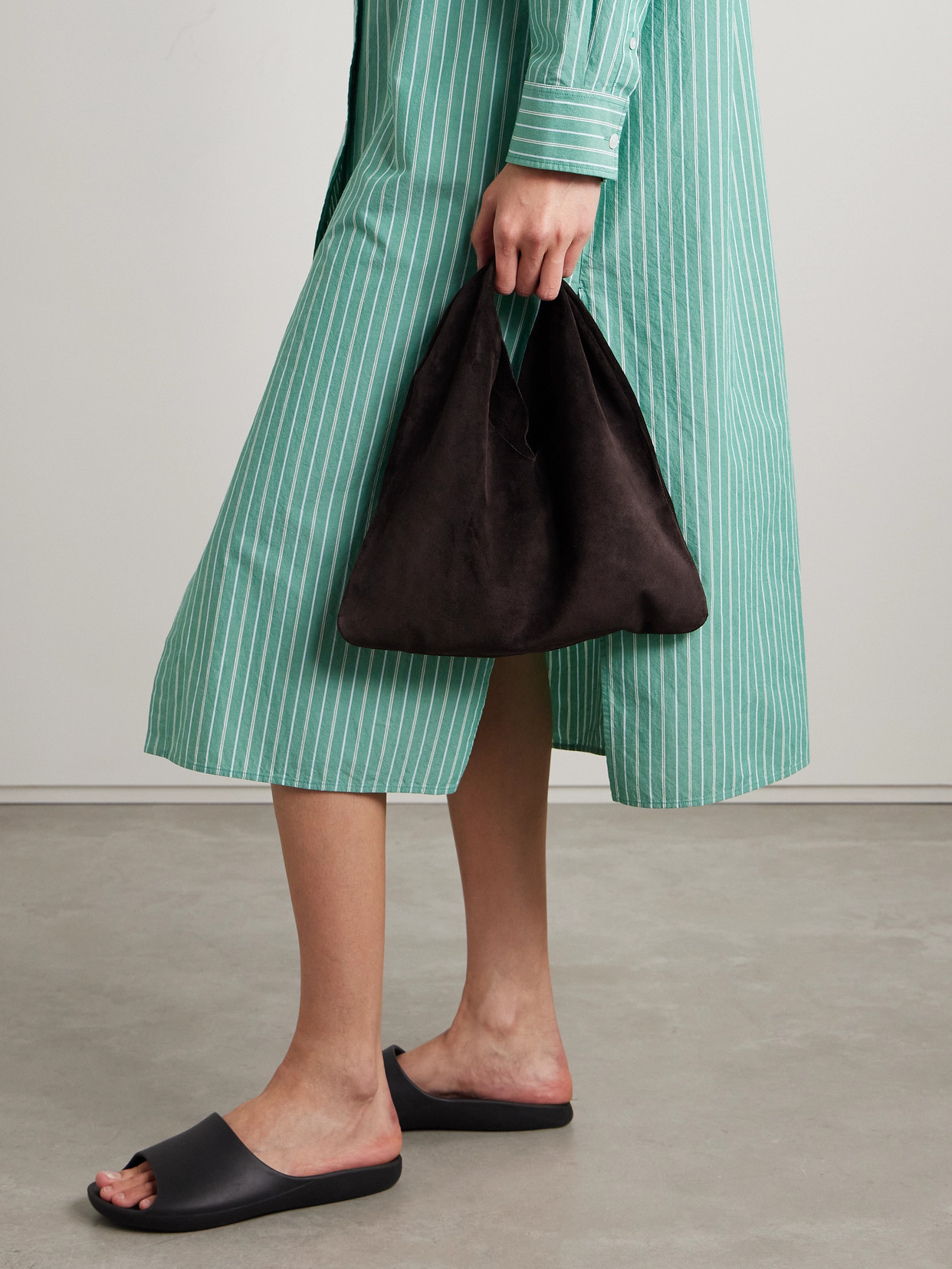The Row Bindle Small Suede Top Handle Bag