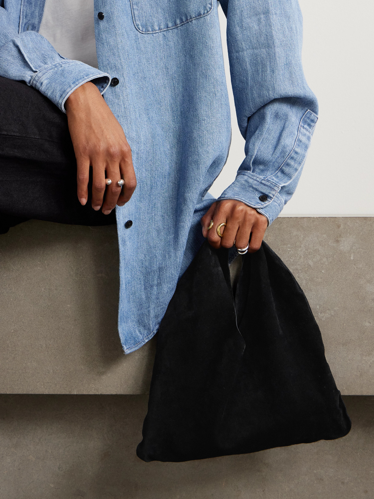 THE ROW BINDLE SMALL SUEDE SHOULDER BAG
