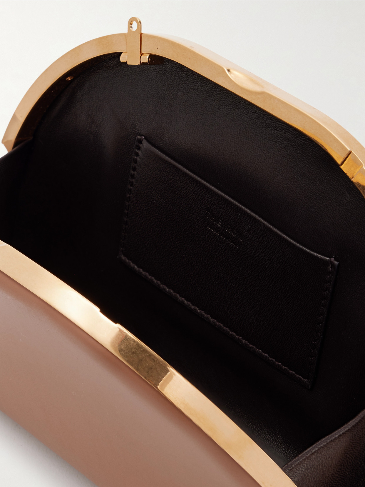 The Row Sylvia Leather Clutch In Brown
