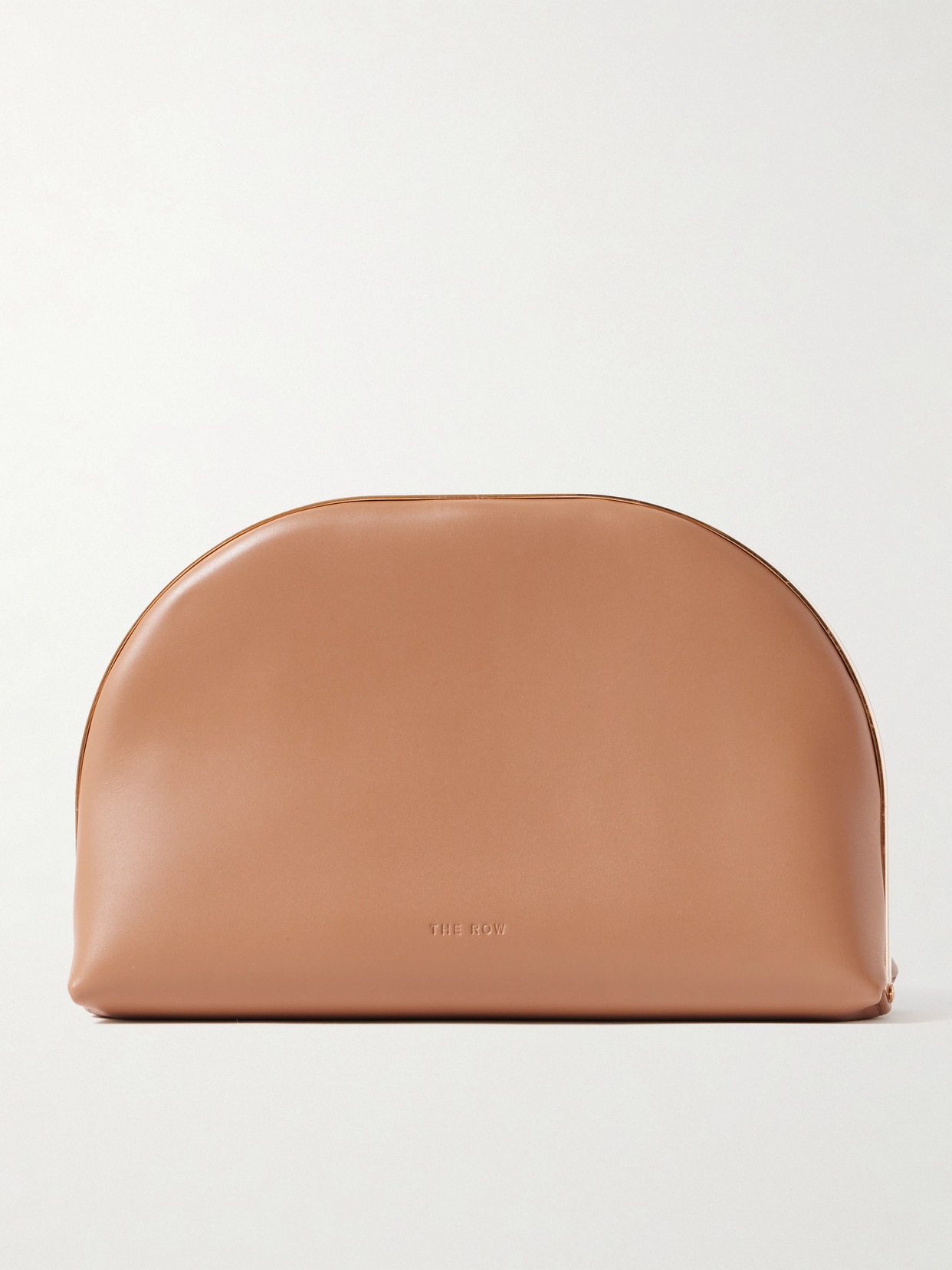 The Row Sylvia Leather Clutch In Brown