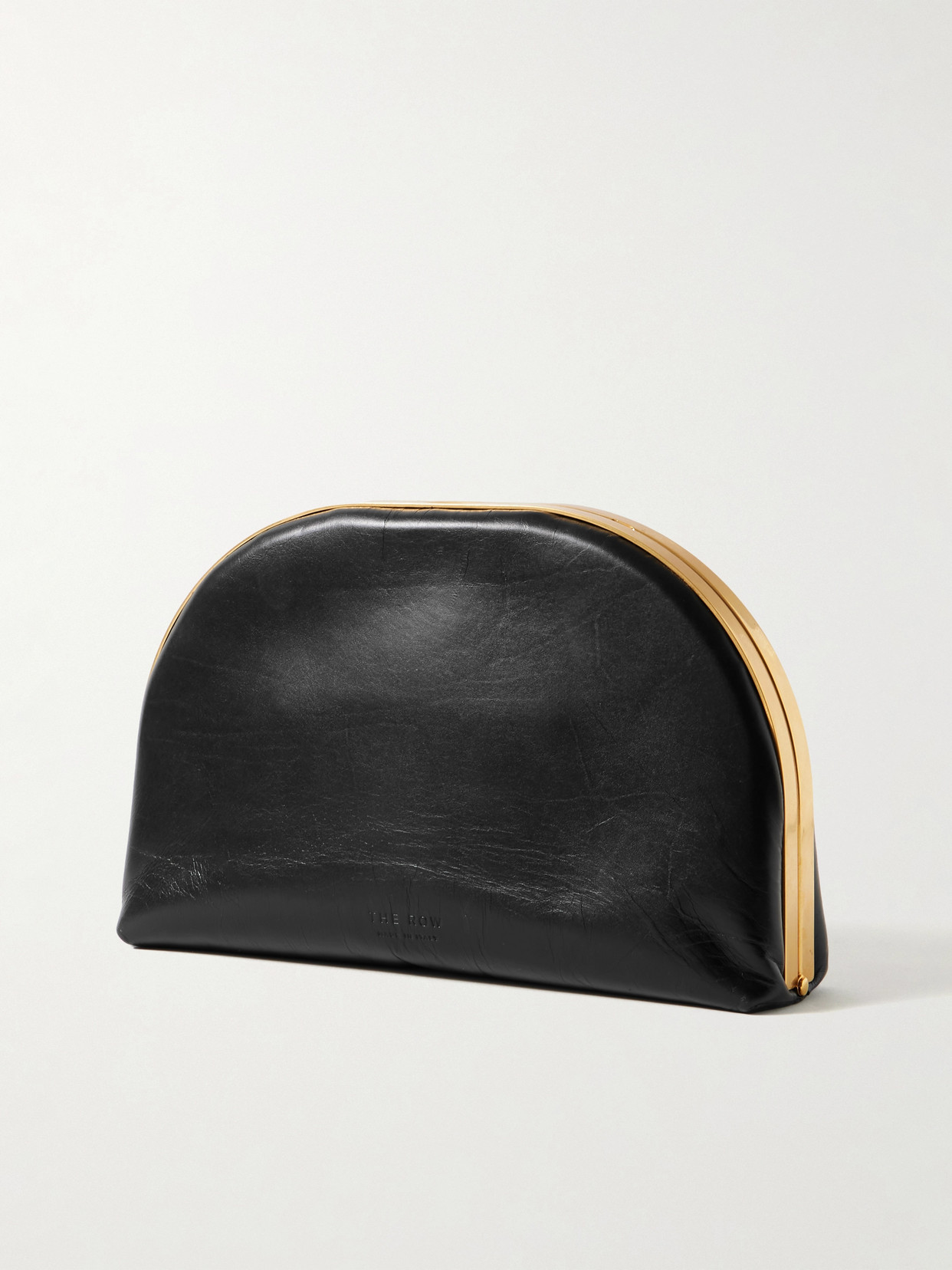 The Row Sylvia Leather Clutch In Black