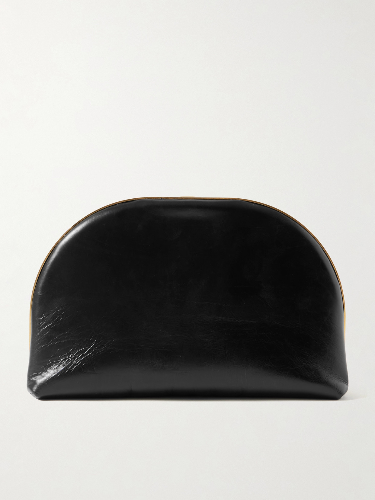 The Row Sylvia Leather Clutch In Black