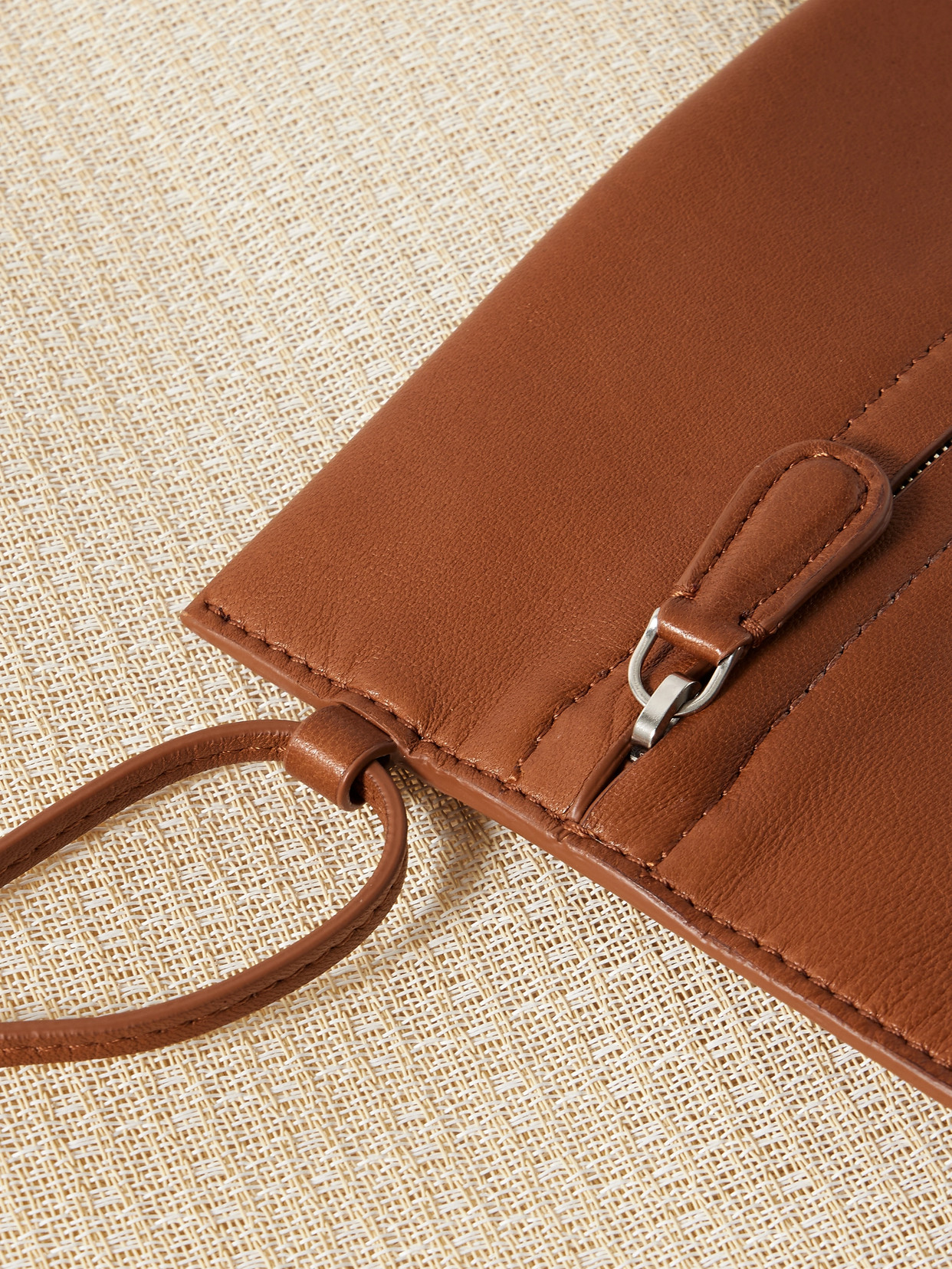 The Row Barn Leather-trimmed Mesh Tote