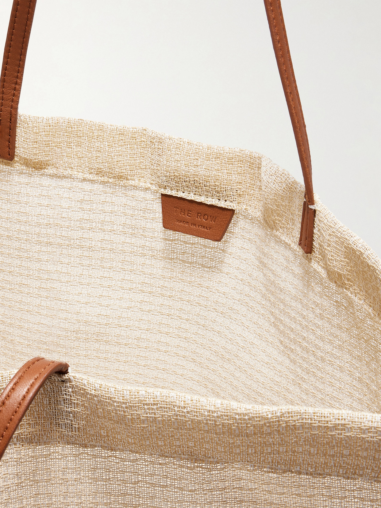 The Row Barn Leather-trimmed Mesh Tote