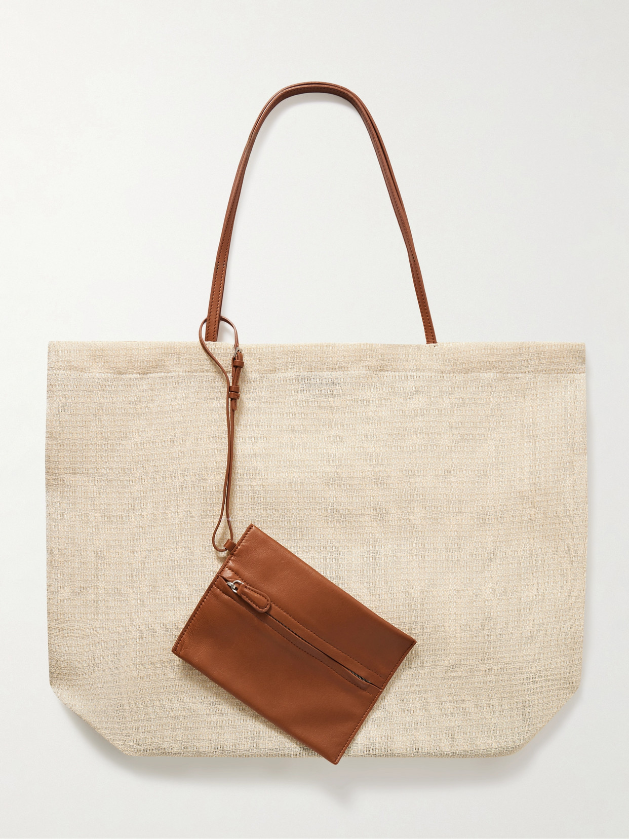 The Row Barn Leather-trimmed Mesh Tote