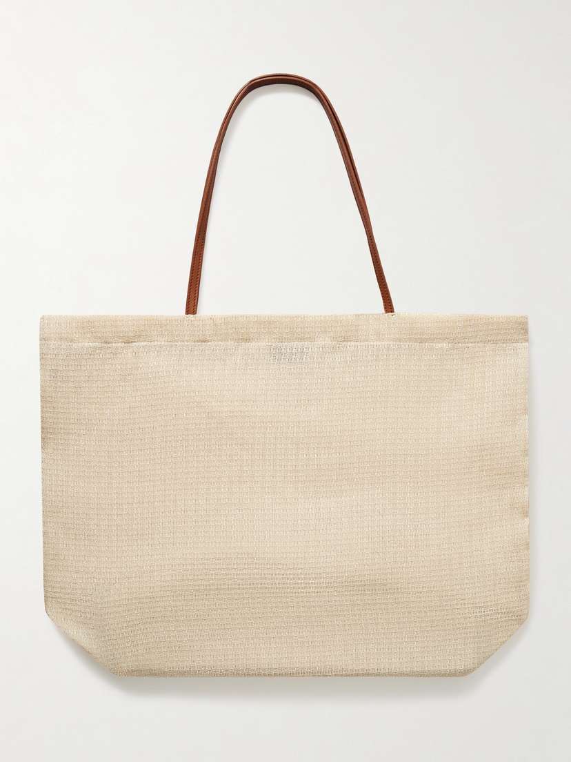 The Row Barn Leather-trimmed Mesh Tote