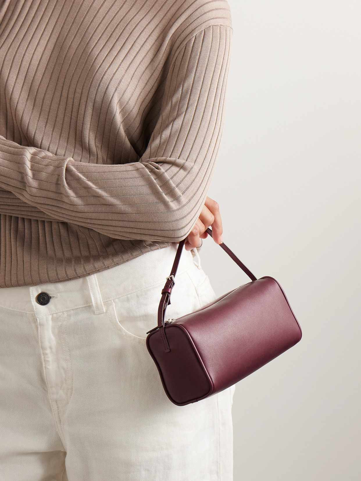 The Row '90s Leather Tote In Burgundy