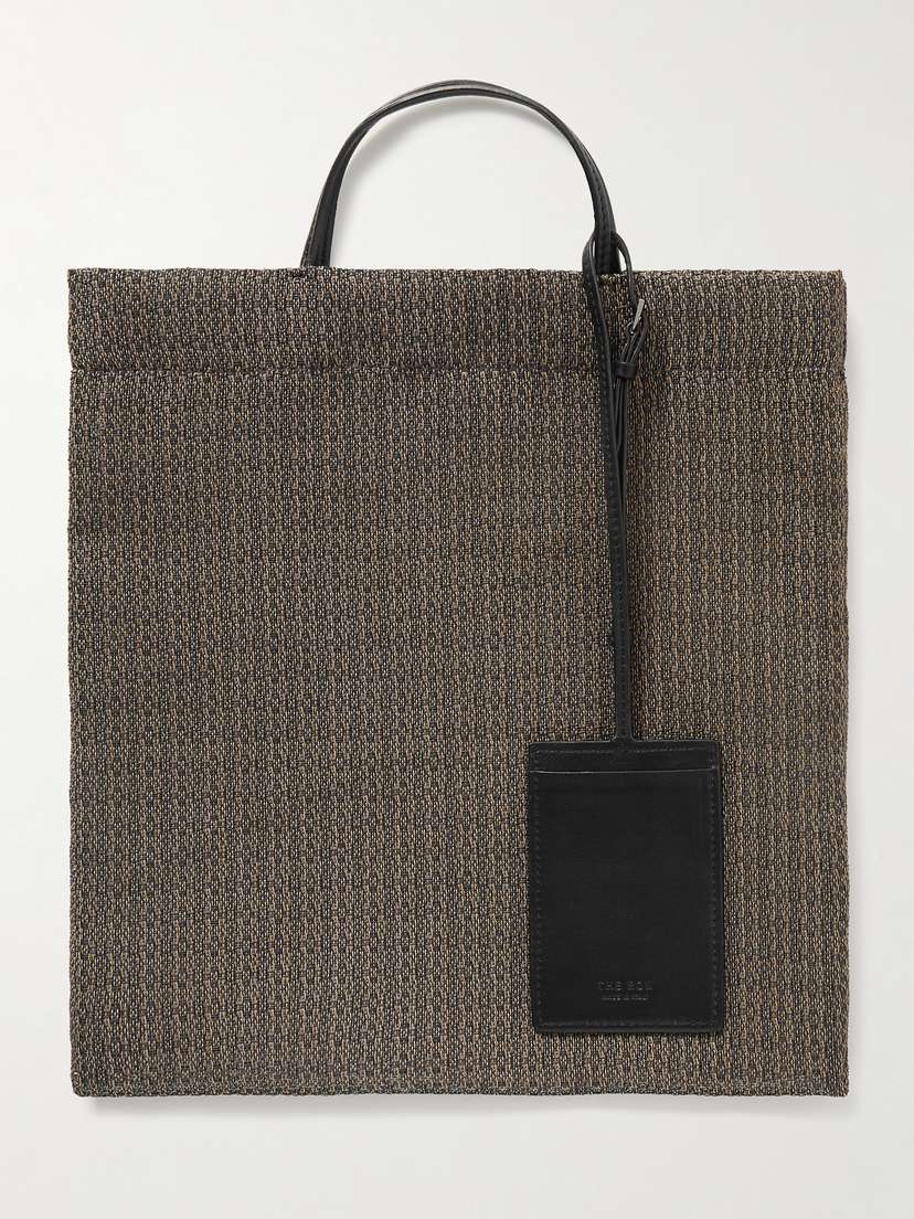 The Row Barn Mini Leather-trimmed Mesh Tote