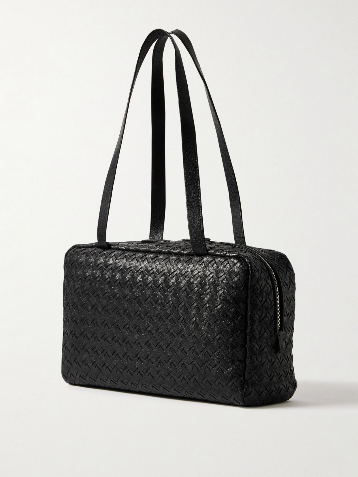 The Row Astra Woven Leather Shoulder Bag In Black