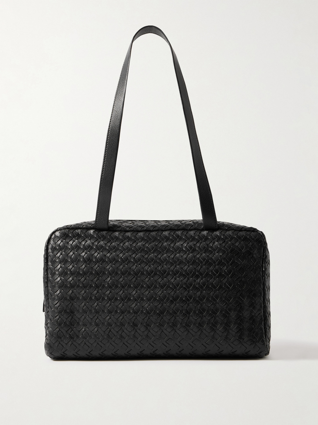 The Row Astra Woven Leather Shoulder Bag In Black
