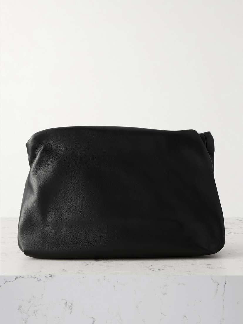The Row Bourse Small Textured-leather Clutch