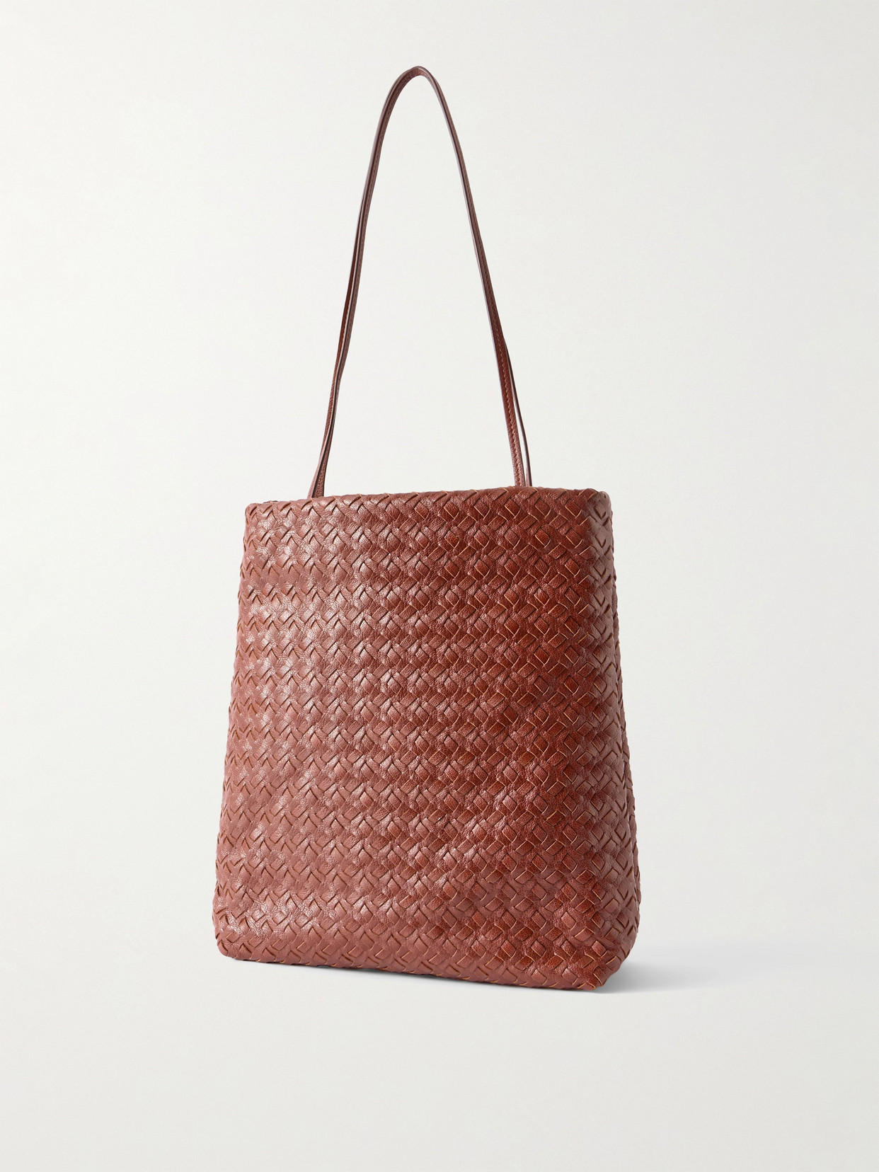 The Row Lilou Woven Textured-leather Shoulder Bag In Brown