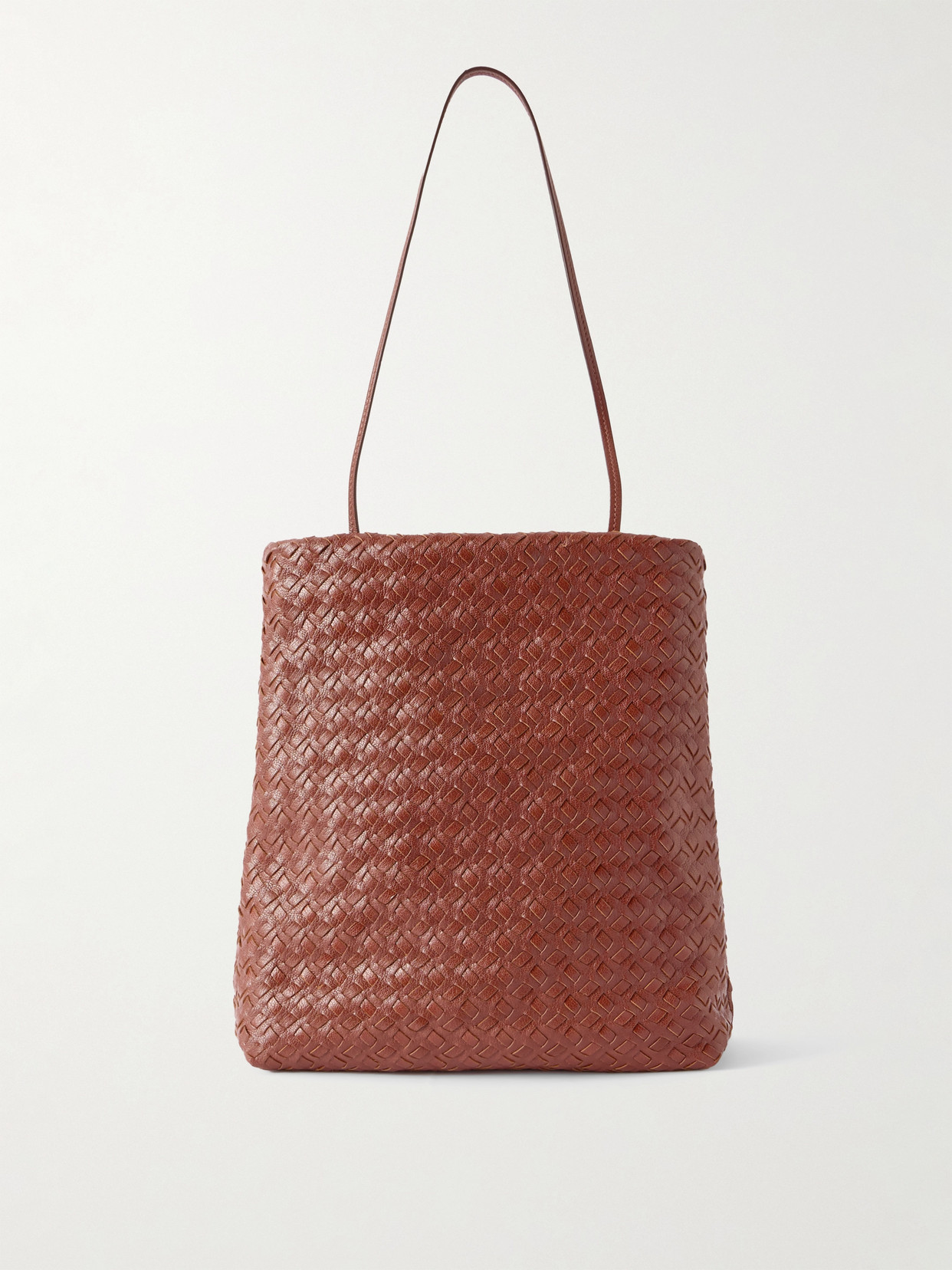 The Row Lilou Woven Textured-leather Shoulder Bag In Brown