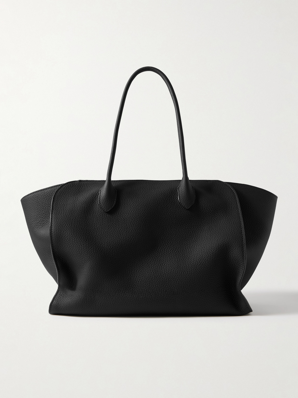 The Row Marlo 14 Textured-leather Tote In Black
