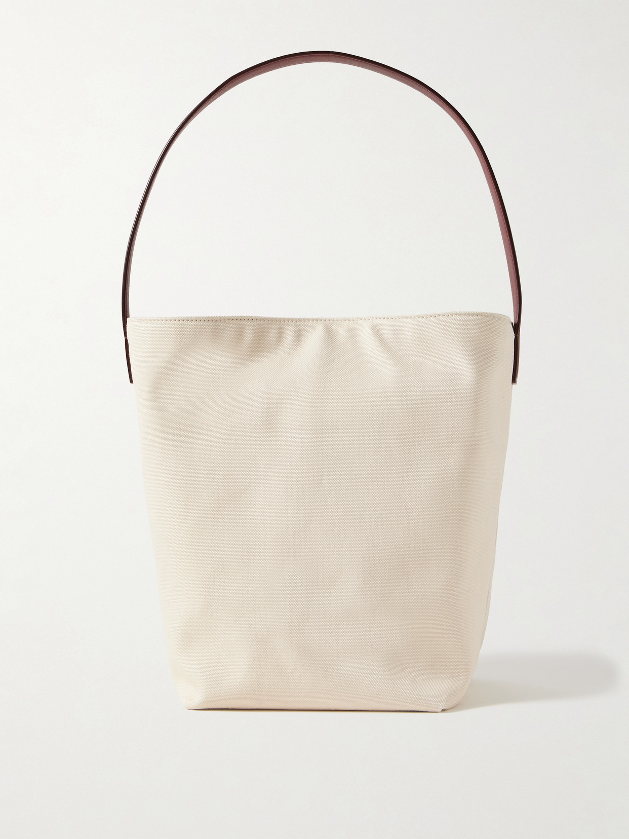 The Row N/s Park Medium Leather-trimmed Canvas Tote In White