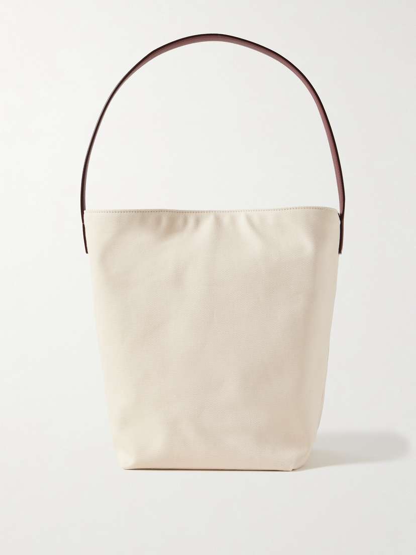 The Row N/s Park Medium Leather-trimmed Canvas Tote
