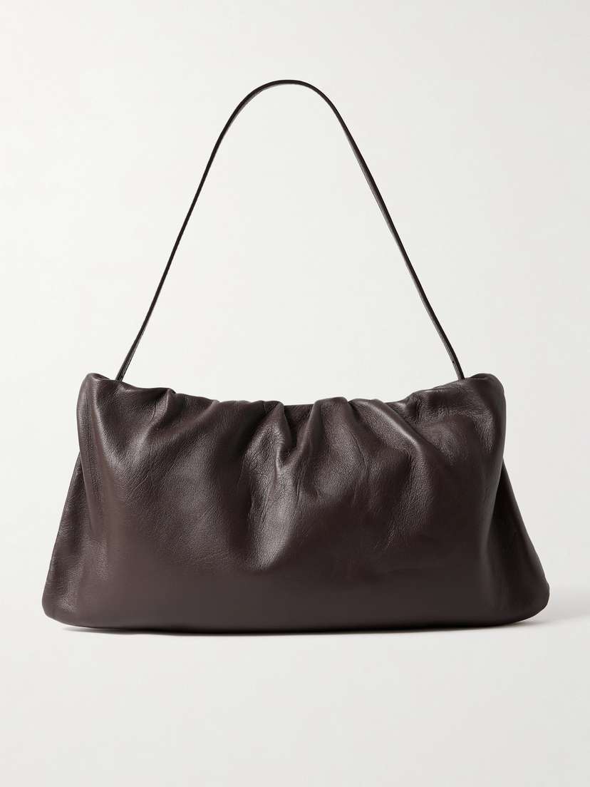 The Row Bourse Xl Gathered Leather Shoulder Bag
