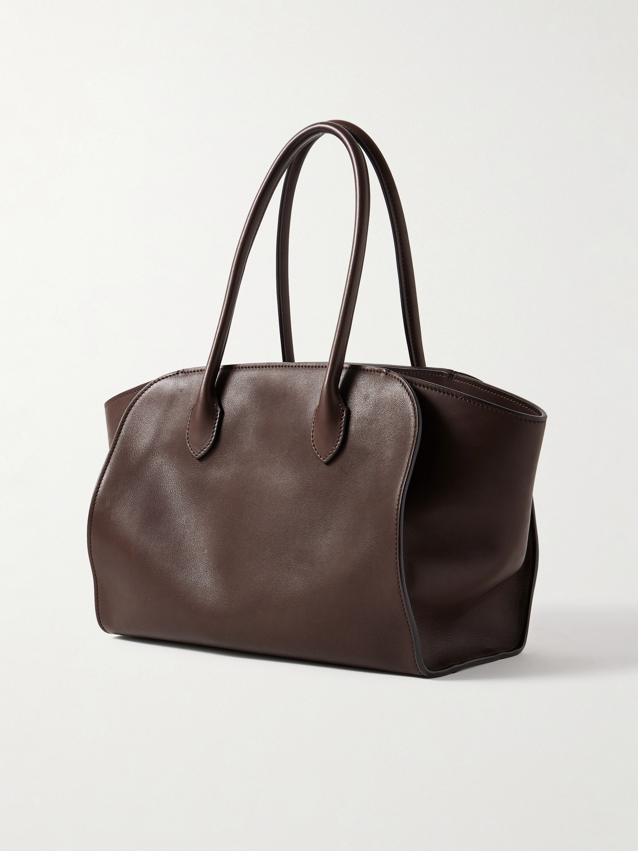 The Row Marlo 12 Leather Tote In Brown