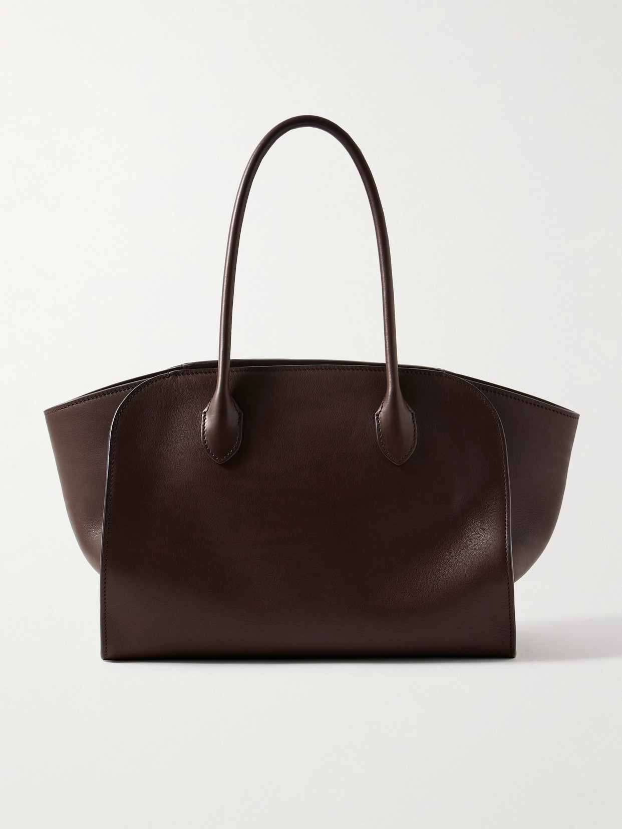 The Row Marlo 12 Leather Tote In Brown