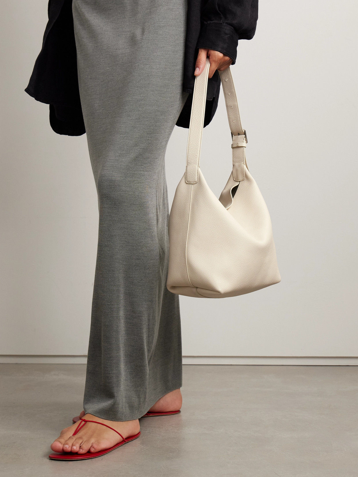 The Row Isa Textured-leather Shoulder Bag In White