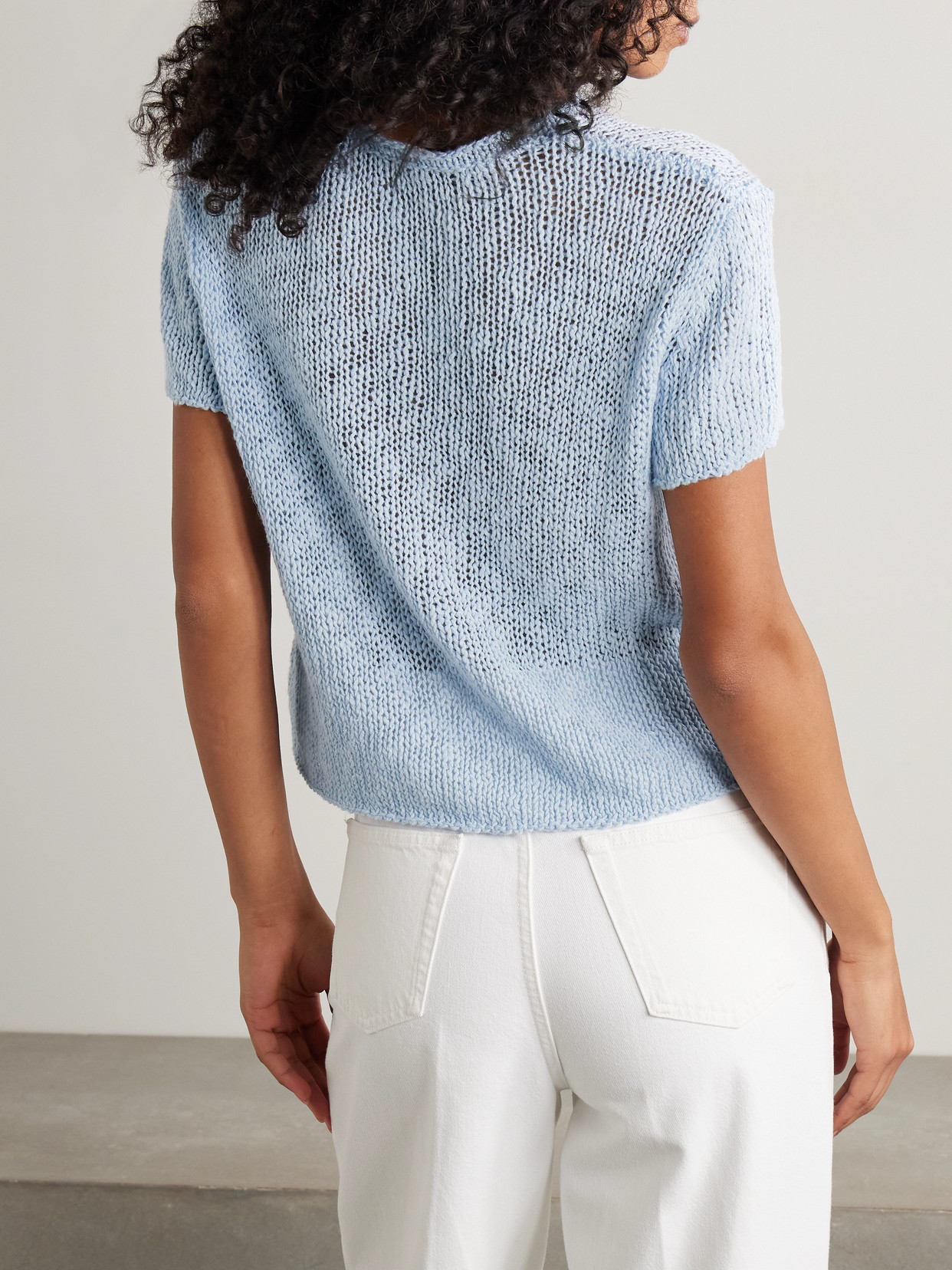 JAMES PERSE OPEN-KNIT COTTON AND LINEN-BLEND T-SHIRT