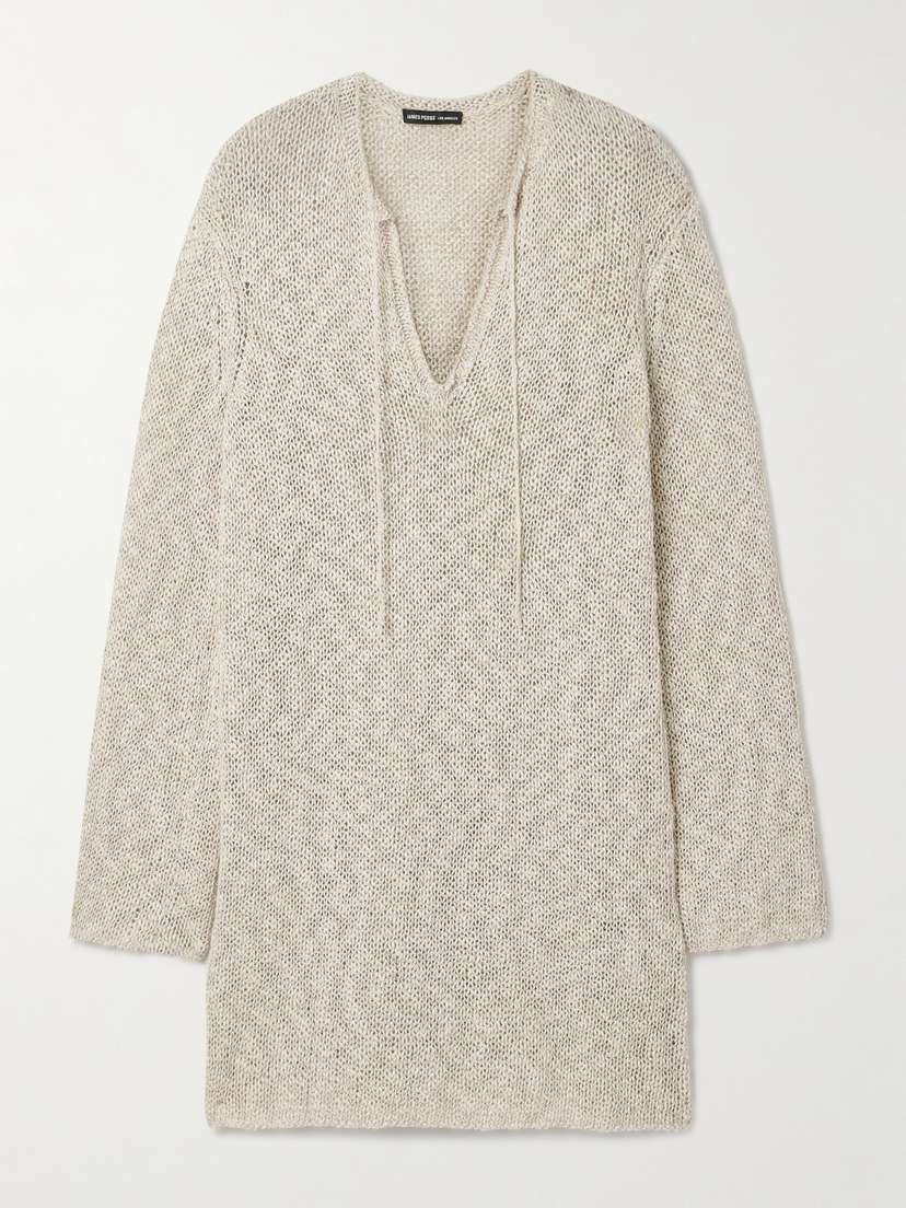James Perse Open-knit Cotton And Linen-blend Tunic