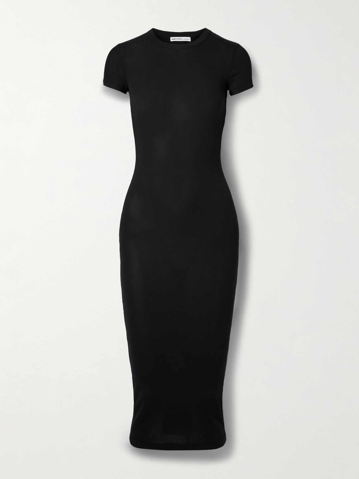 JAMES PERSE RIBBED STRETCH-COTTON JERSEY MIDI DRESS