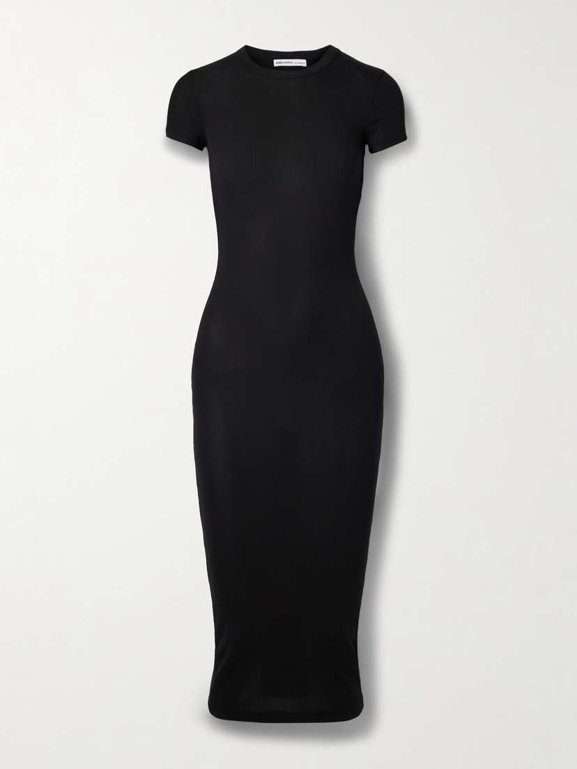 James Perse Ribbed Stretch-cotton Jersey Midi Dress