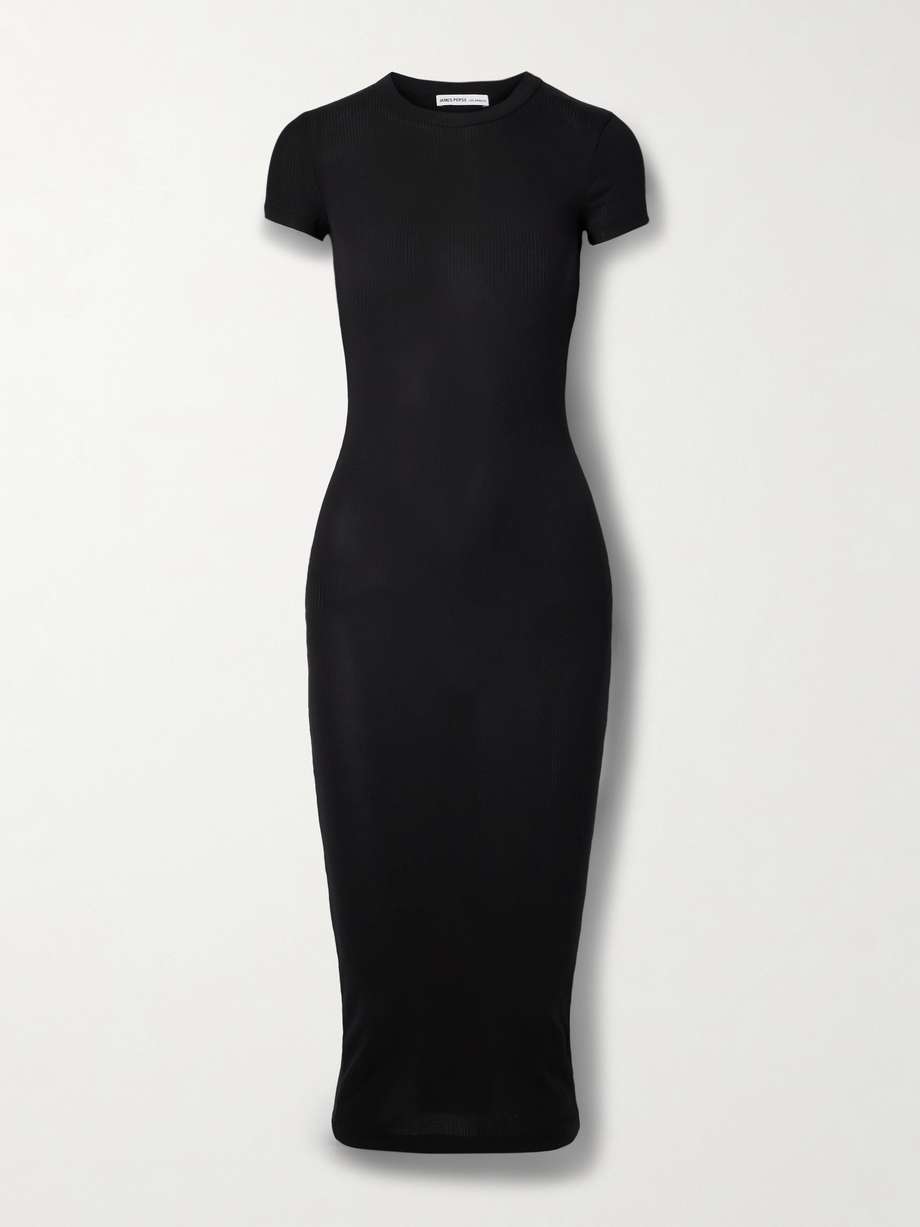 ribbed stretch-cotton jersey midi dress