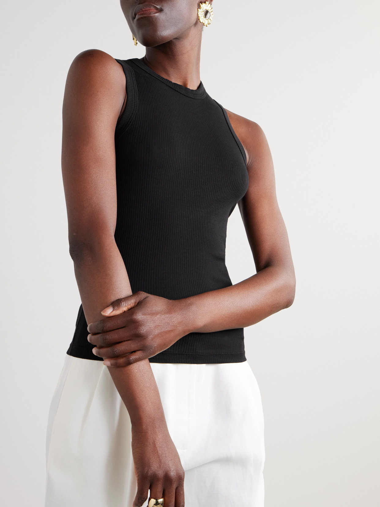 JAMES PERSE RIBBED STRETCH-SUPIMA COTTON TANK