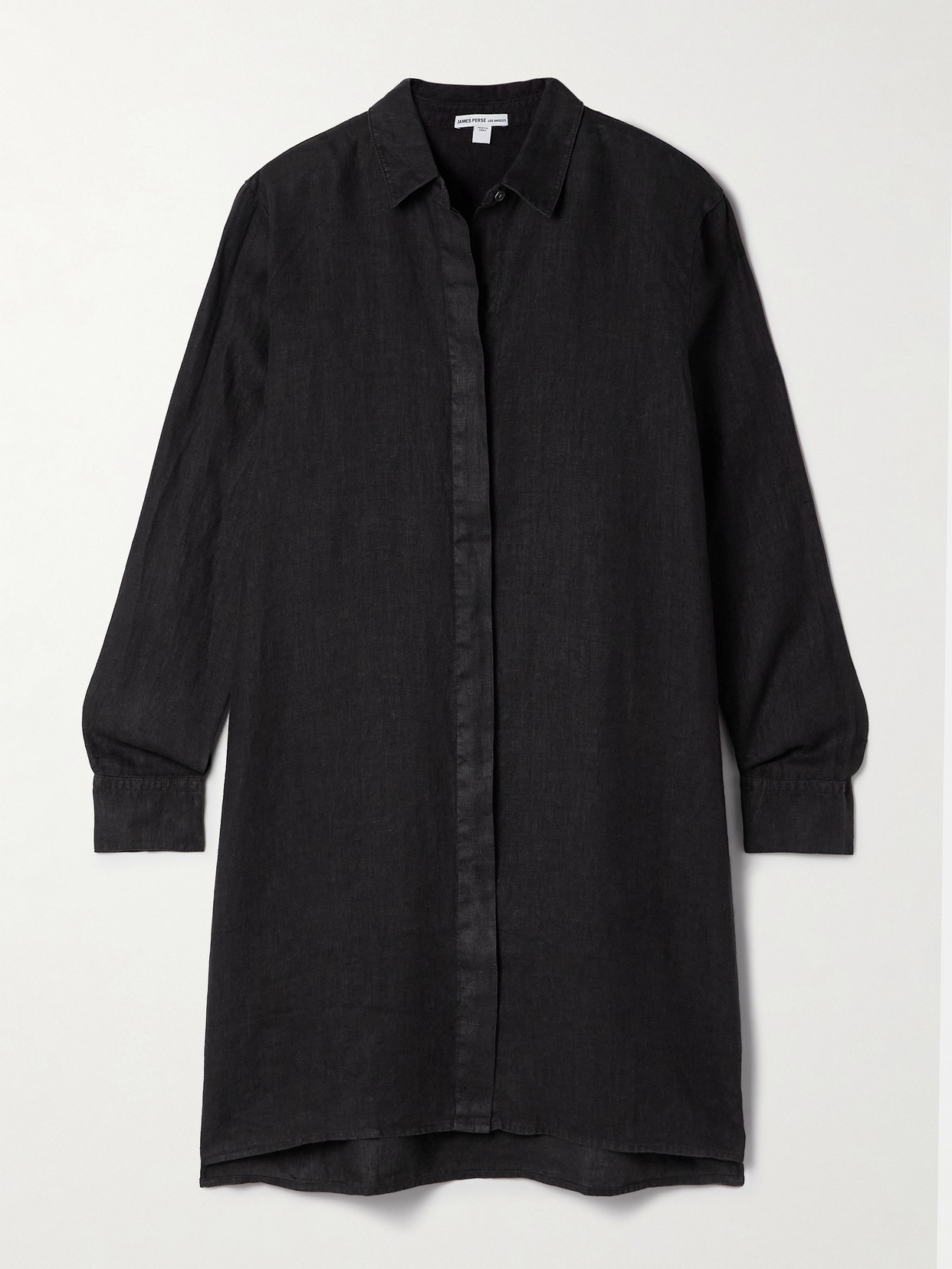James Perse Linen Midi Shirt Dress In Black