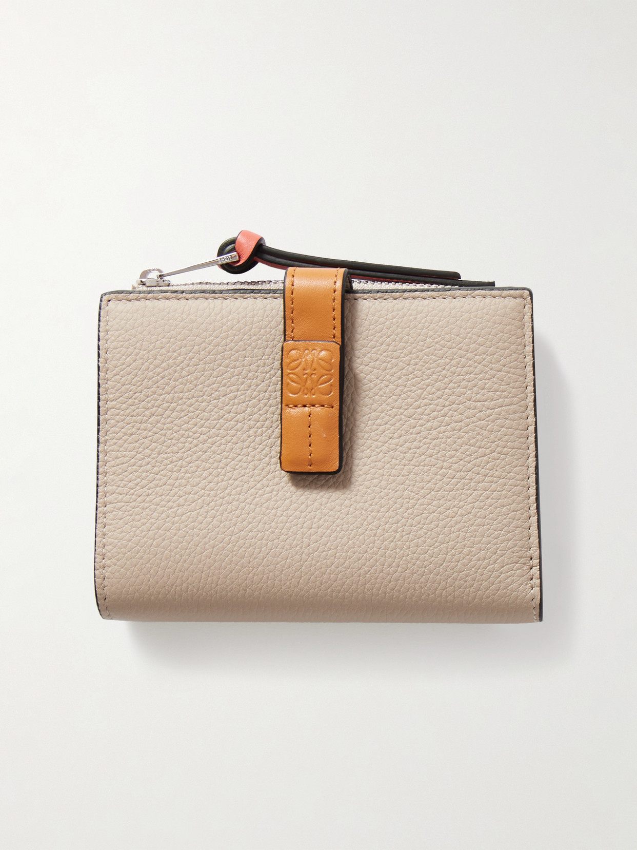 Loewe Two-tone Textured-leather Wallet In Cream