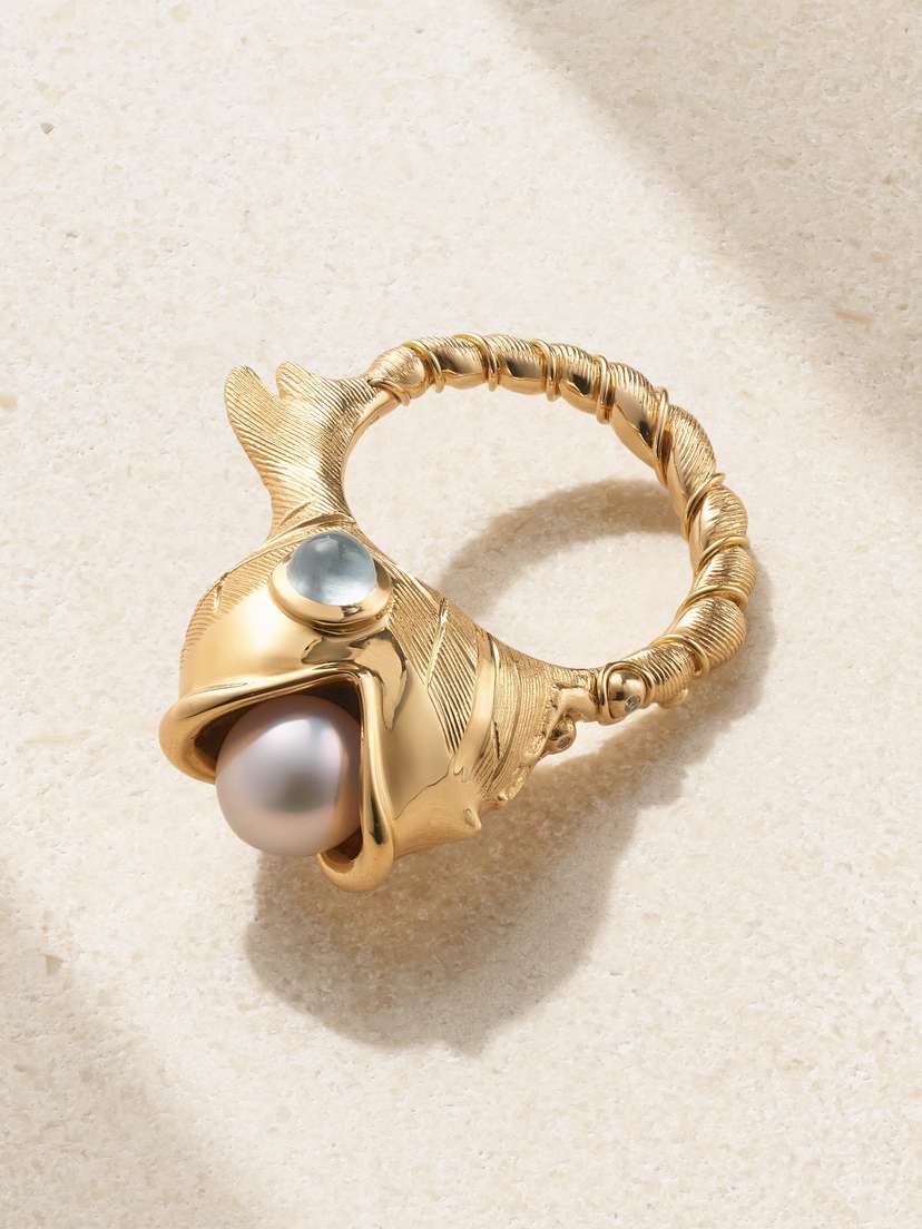 OLE LYNGGAARD COPENHAGEN Young Fish 18-karat Gold Multi-stone Ring