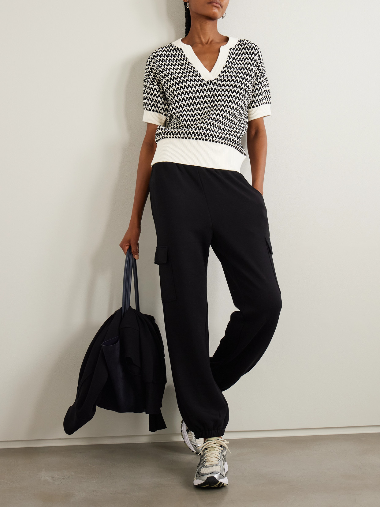 Varley Dora Striped Textured-knit Cotton Top In Multi