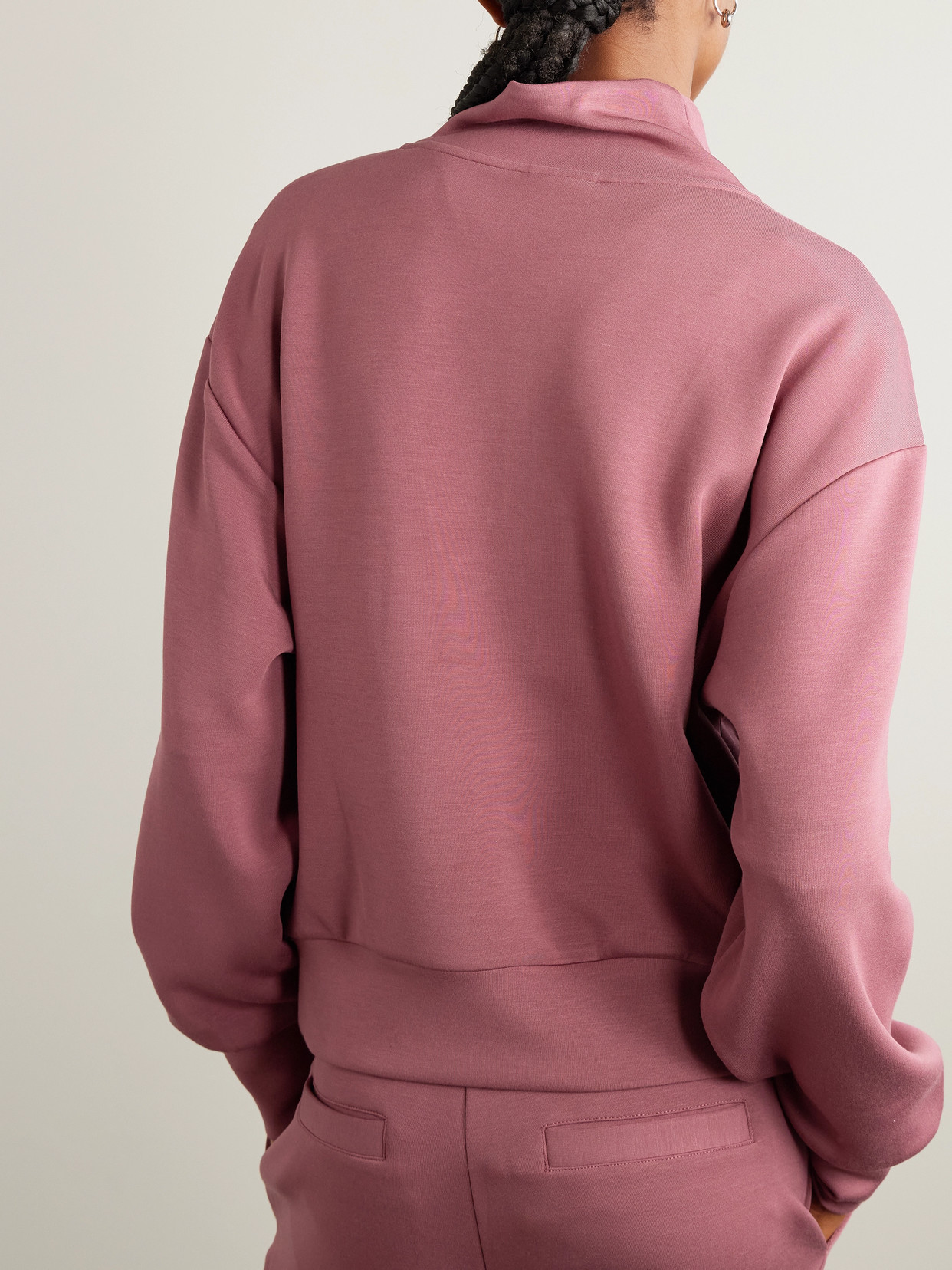 Varley Davidson Half-zip Stretch-jersey Sweatshirt In Brown