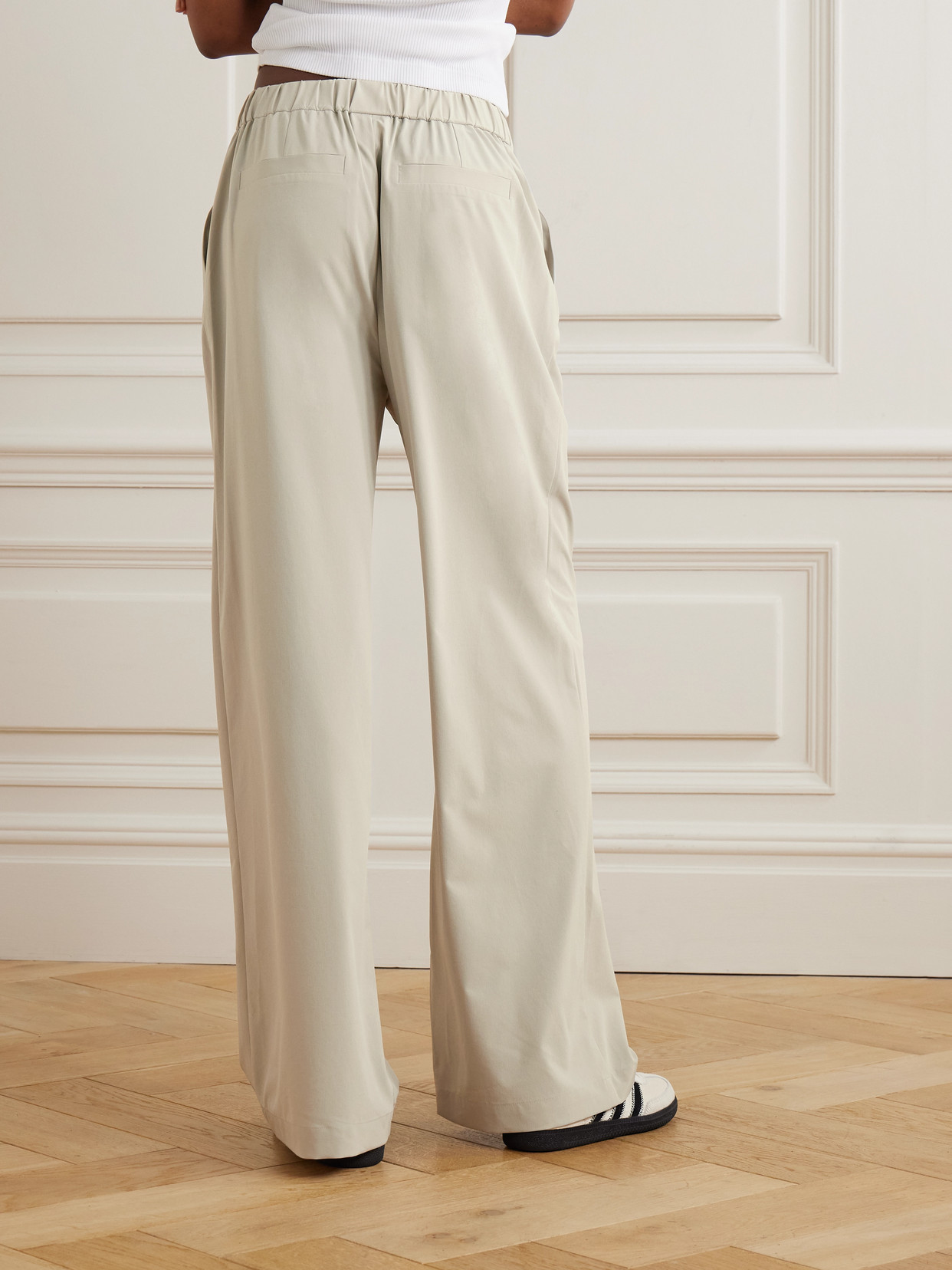 Varley Kayson Pleated Stretch Recycled Wide-leg Pants In White