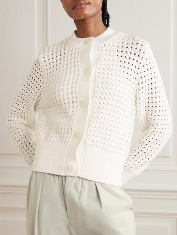 Varley Bettina open-knit cotton-blend cardigan