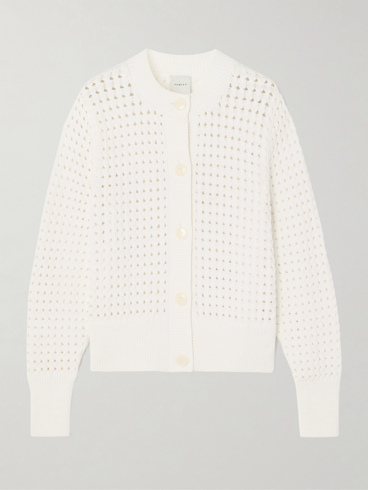 Varley Bettina Open-knit Cotton-blend Cardigan