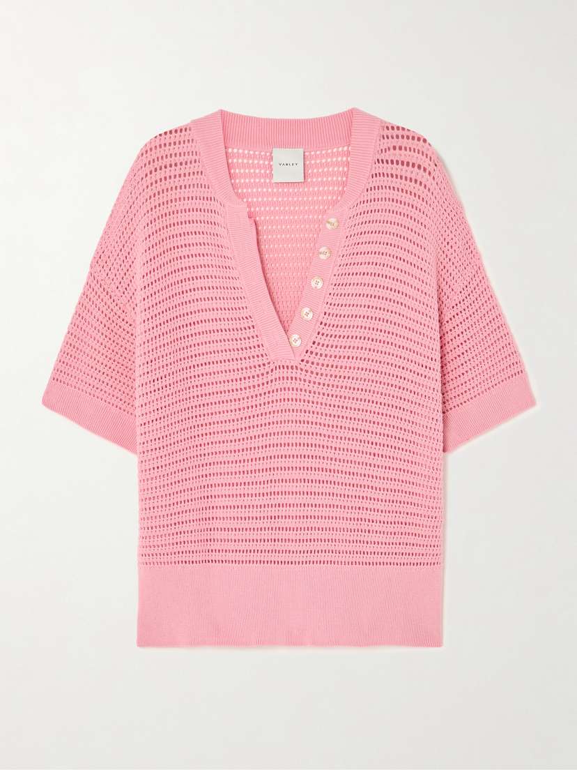 Varley Callie Open-knit Cotton Top