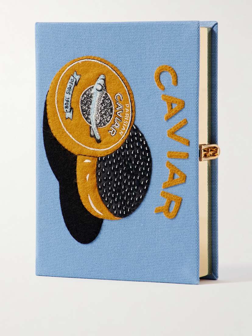Olympia Le-Tan Caviar Embroidered Appliquéd Canvas Clutch