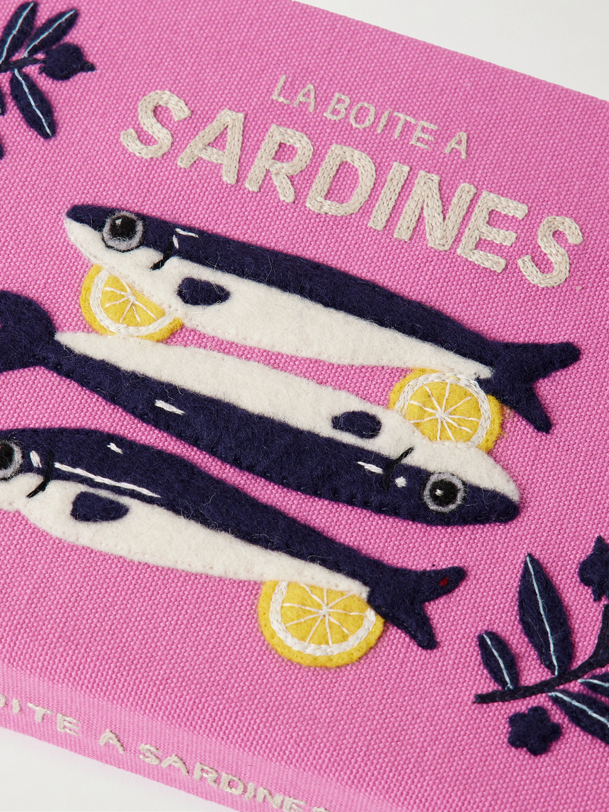 Olympia Le-tan Sardines Embroidered Appliquéd Canvas Clutch