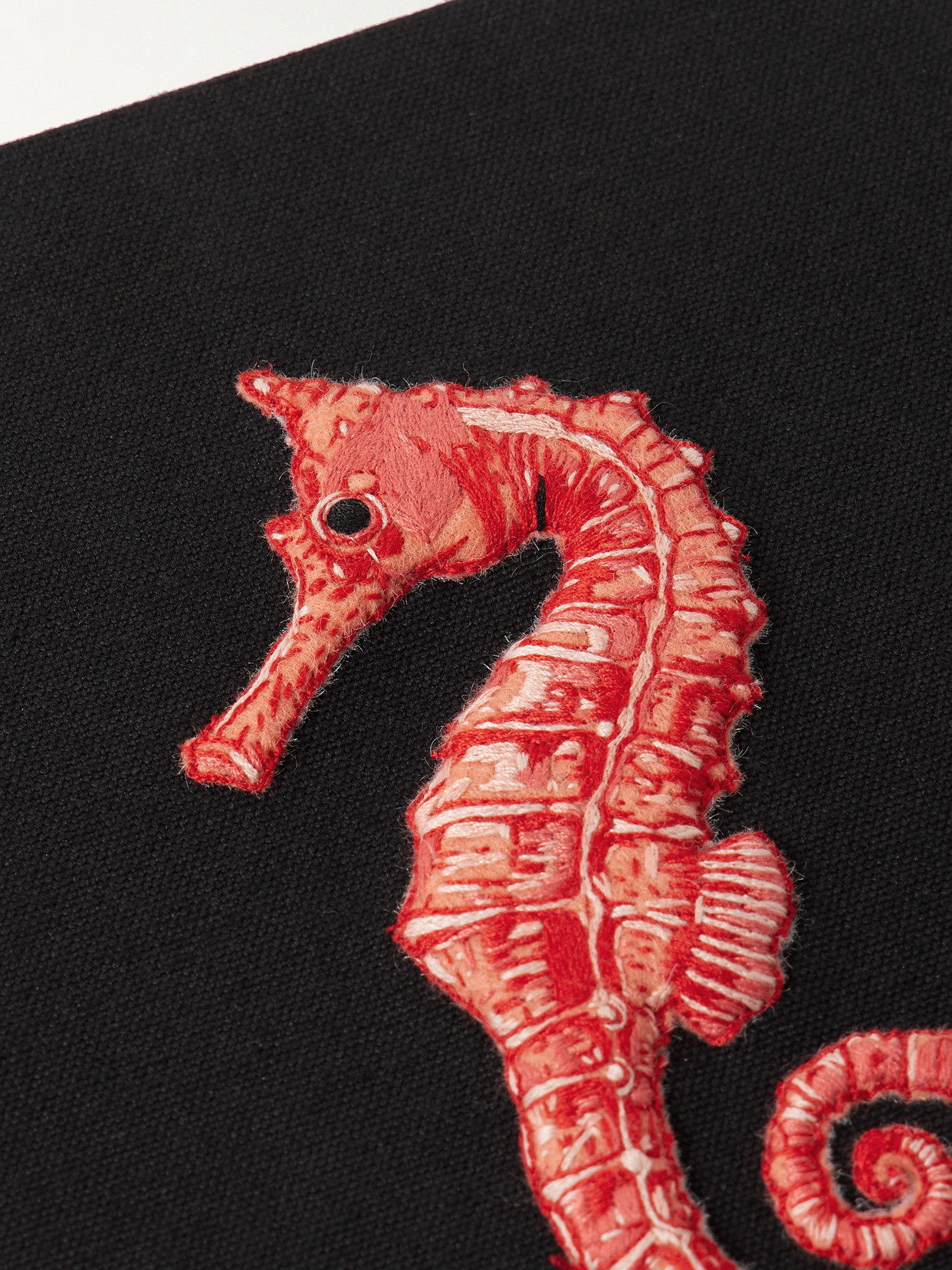 Olympia Le-tan Seahorse Embroidered Appliquéd Canvas Clutch