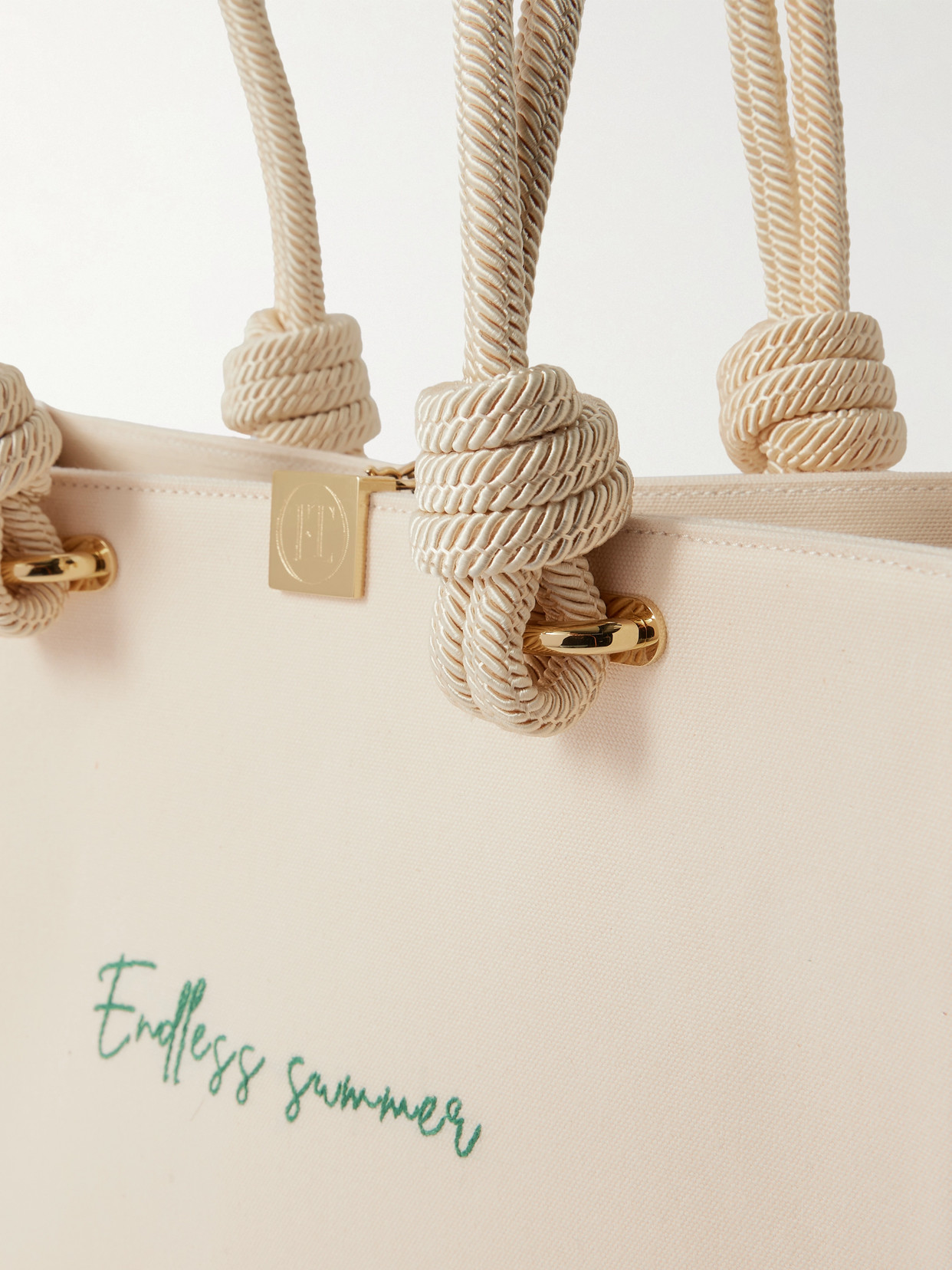 Olympia Le-tan Appliquéd Canvas Tote In Neutrals