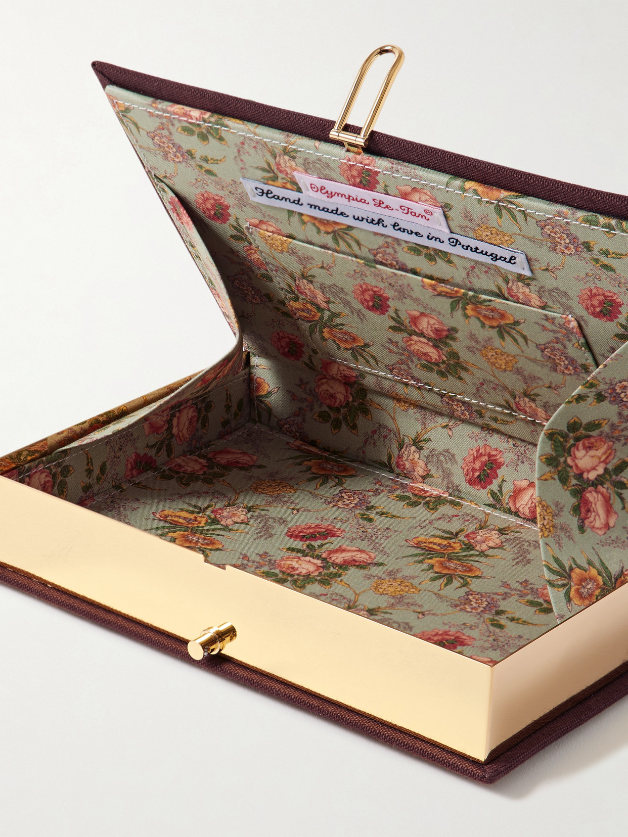 Shop Olympia Le-tan Tomatoes Embroidered Appliquéd Canvas Clutch
