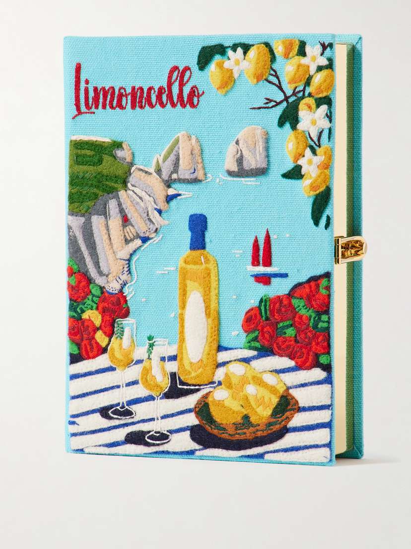 Olympia Le-Tan Limoncello Embroidered Appliquéd Canvas Clutch