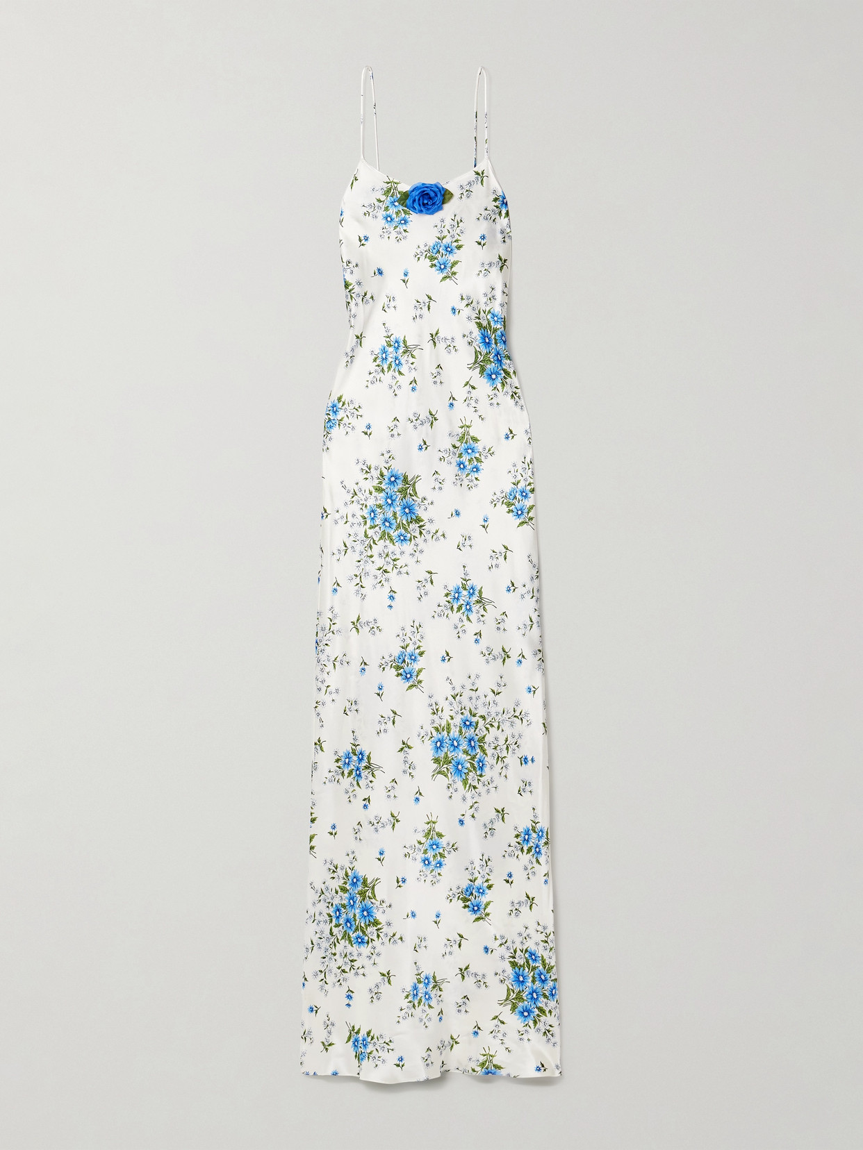 Rodarte Womens Daisy Shoulder-straps Silk Maxi Dress White In Blue
