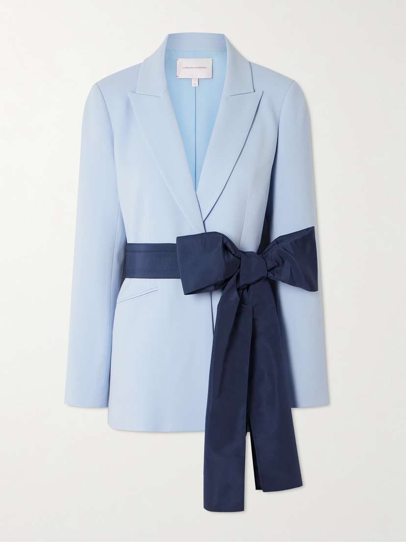 Carolina Herrera Belted Wool-blend Crepe Blazer