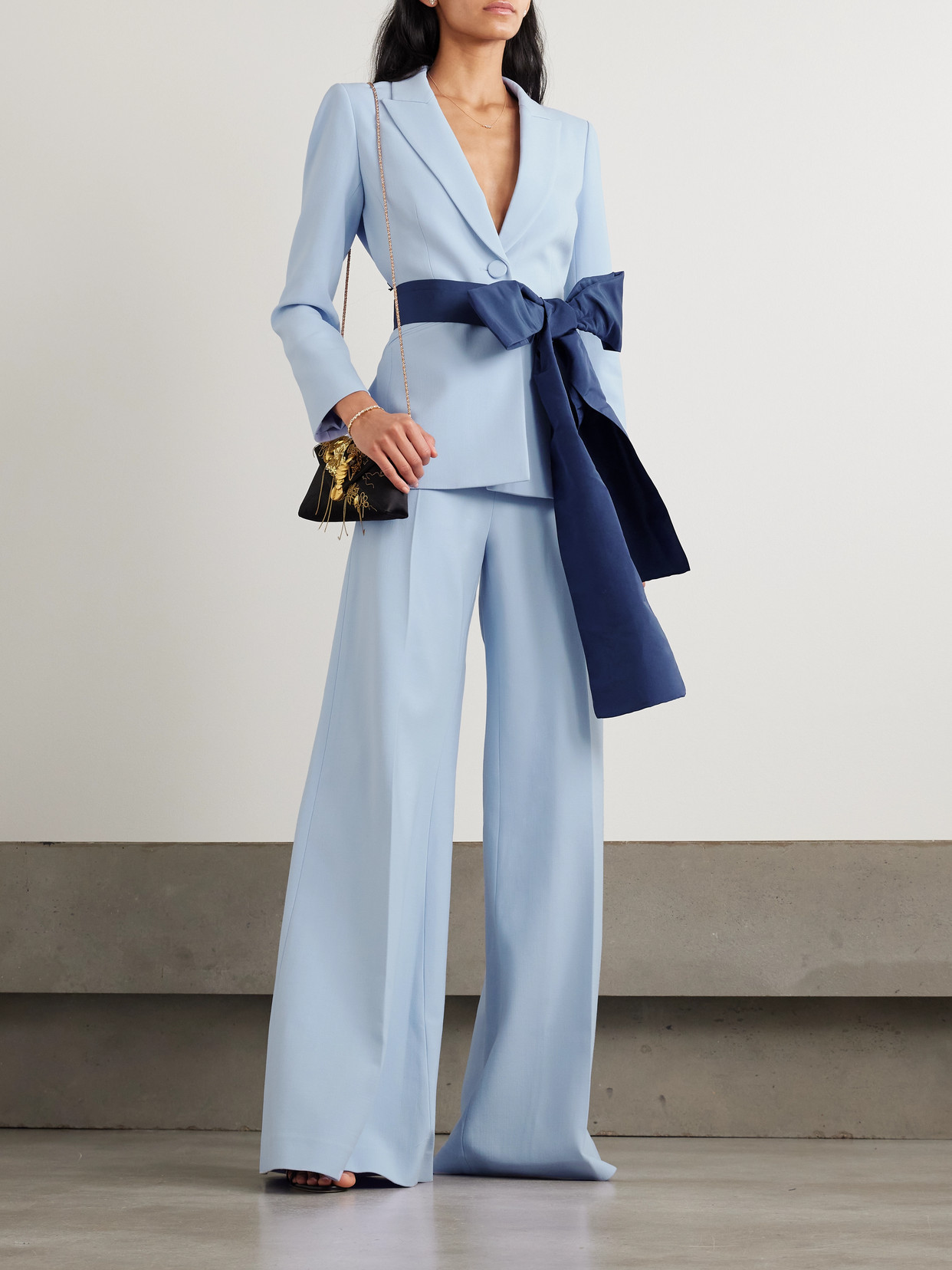 Carolina Herrera Belted Wool-blend Crepe Blazer