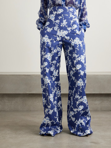 Carolina Herrera Floral-print twill wide-leg pants