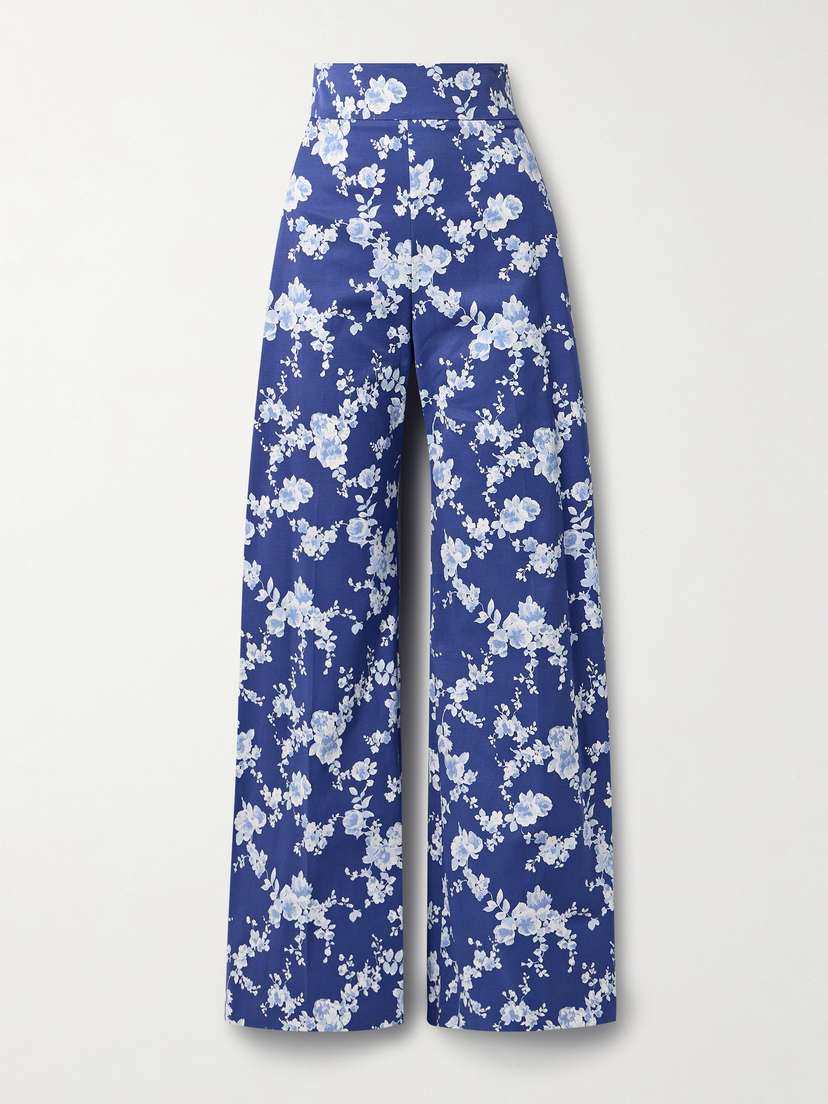 Carolina Herrera Floral-print Twill Wide-leg Pants